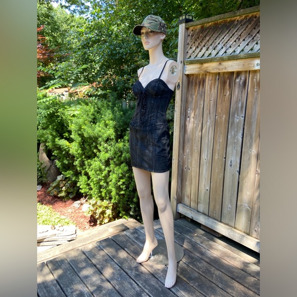 Dark Grey Denim Bustier Dress - Picture 8 of 10